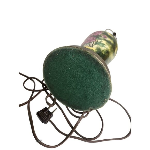 Vintage Tall Table Lamp With Brass Base Hand-Painted Floral Ceramic original fin - Picture 8 of 16